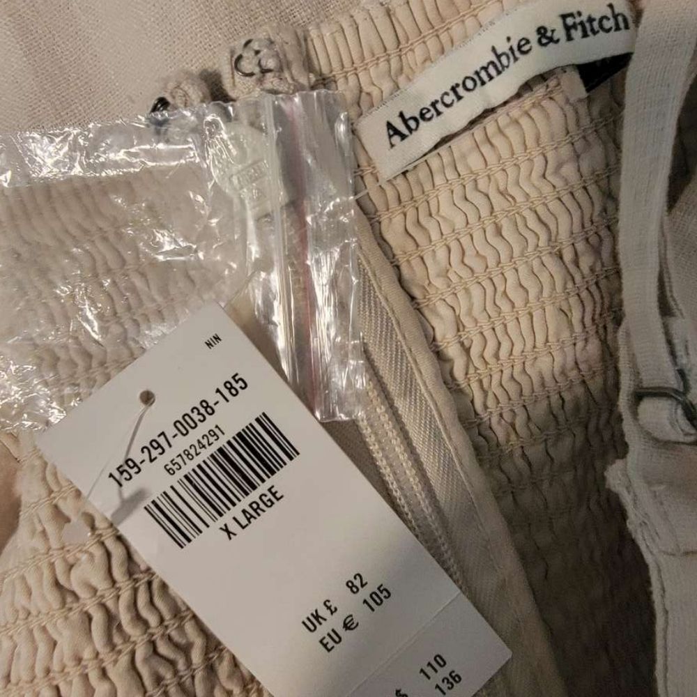 Abercrombie Fitch Emerson Linen Blend Wide Leg Strapless Jumpsuit Xl - Picture 7 of 8